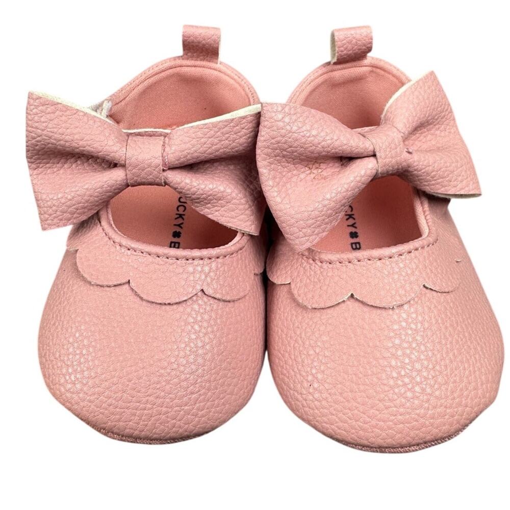 Lucky Brand Baby Girl Pink Bow Mary Jane Crib Shoes Size 3